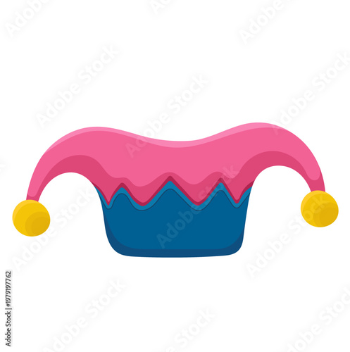 Pink and Blue of Jester Hat Illustration Isolated on White Background