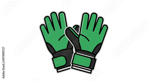 Green Goalkeeper Gloves Icon - Sports Equipment Illustration