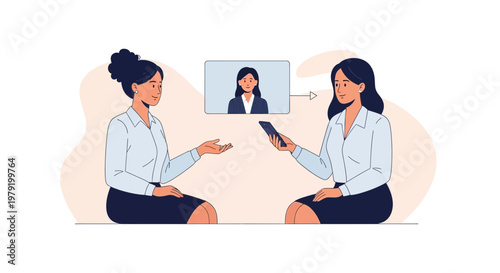 Businesswomen in video call, remote meeting, online communication, teamwork, digital connection