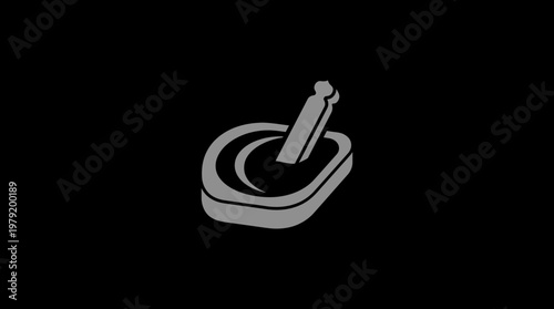 Minimalist Mortar and Pestle Icon on Black Background