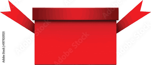 Red gift box with open flaps 