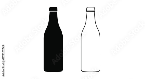 Two bottle silhouettes one black one white side by side