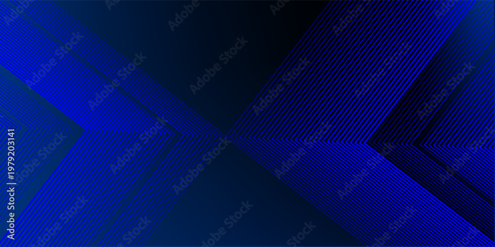 Obraz premium Blue abstract background with glowing arrow lines. Technology futuristic concept. Horizontal banner template.