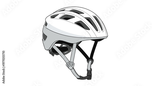 White and gray bicycle helmet with adjustable straps is shown on a plain background to emphasize safety equipment for cycling activities.