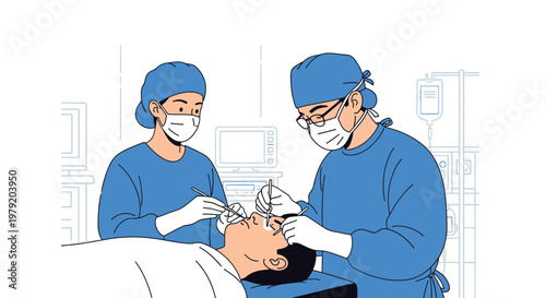 Surgeons Performing Dental Surgery with Patient in Operating Room