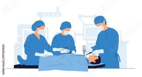 Surgeons Performing Operation in Operating Room with Medical Equipment