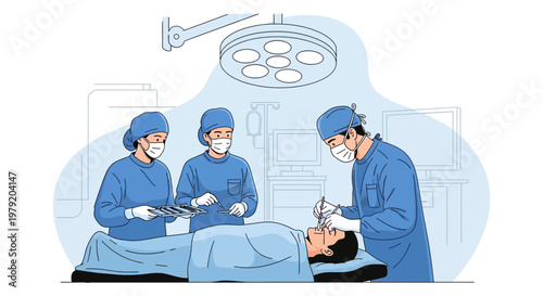 Surgeons Performing Operation in Operating Room with Medical Equipment