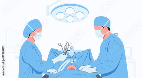 Surgeons Performing Operation in Operating Room with Medical Equipment