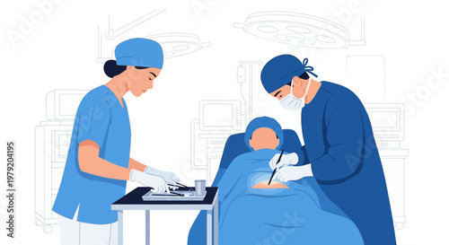 Surgeons Performing Operation in Operating Room with Medical Team