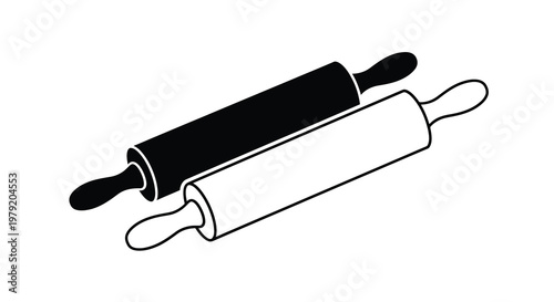 Two rolling pins one black and one white are shown in a simple illustration
