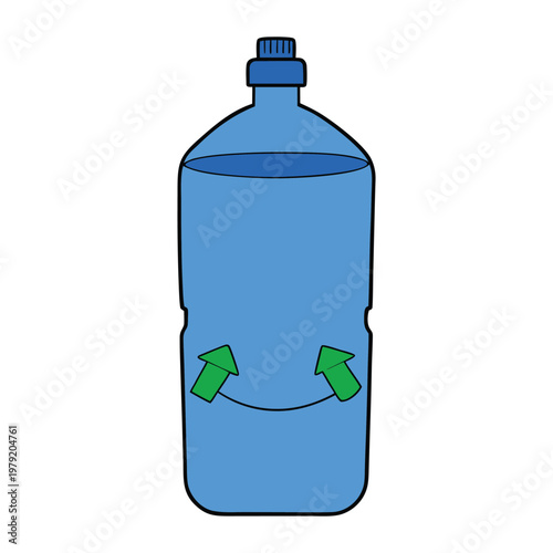 A plastic recycled blue water bottle, crafted from reused materials, featuring a sleek eco-friendly design that promotes sustainability while keeping your hydration stylish and clean.