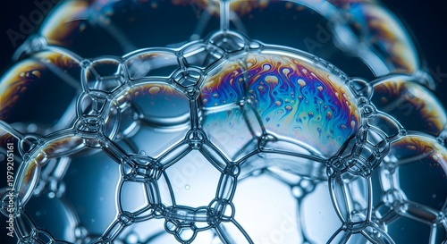 Macro Photography of Soap Bubbles with Iridescent Colors