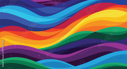 Vibrant multicolored wavy lines pattern.