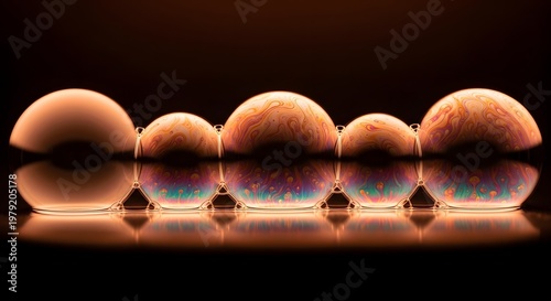 Macro Photography of Soap Bubbles with Reflected Light and Colorful Iridescence