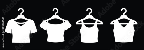  shirt vector icon set, classic collared short-sleeve t-shirt design, casual apparel graphic resource for fashion and retail branding