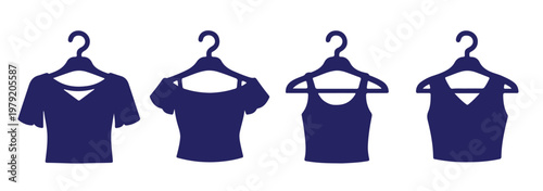  shirt vector icon set, classic collared short-sleeve t-shirt design, casual apparel graphic resource for fashion and retail branding