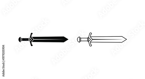 Two swords one black and one white displayed in a simple illustration