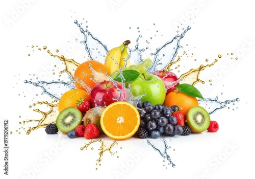 Vibrant assortment of fresh fruits bursting with natural colors and energy