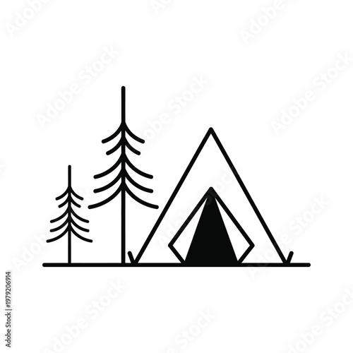 Tent Camping Forest Scene Commercial Graphic