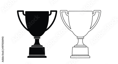 Two trophies in contrasting black and white symbolizing victory and achievement