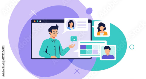 Online meeting with video conference and remote team collaboration