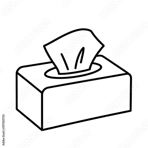 Tissue Box Line Icon With Sticking Tissue