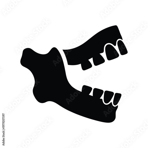 Human jaw bone silhouette icon flat vector design