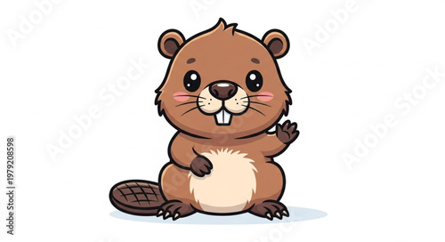 Cartoon Beaver Character Illustration.