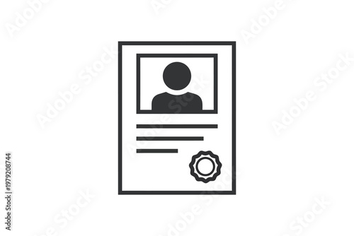 Black and white of identification card with person silhouette