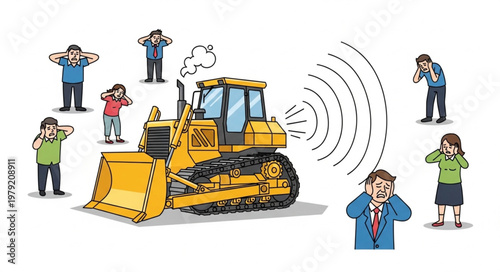 Bulldozer Noise Pollution Affecting People.