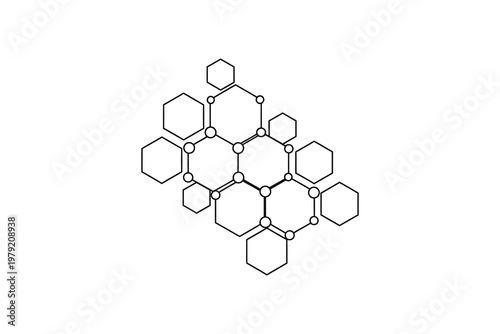 Black and white hexagon pattern geometric shapes symmetry