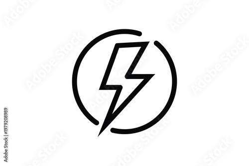 Black lightning bolt symbol inside a circle electric