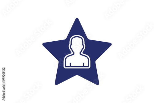 Blue star with white silhouette of a person star white silhouette