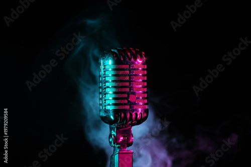 Retro microphone and smoke ...
