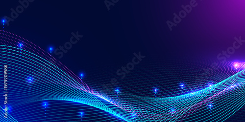 Abstract digital wave background. Design for financial technology data light neon internet online fiber optic analysis information systems.