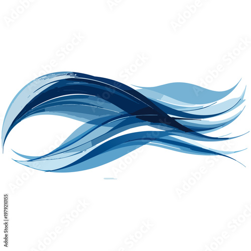 青い流線で風を表現した抽象ベクターイラスト