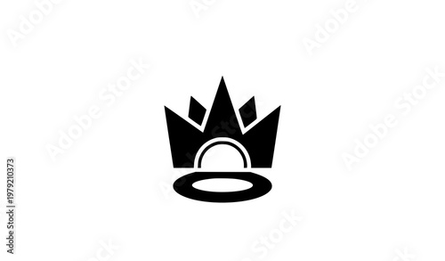 Geometric crown sun logo with flat minimal royal and solar symbol for modern branding