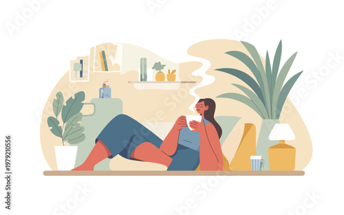 A happy family sitting together on a comfortable sofa in a bright living room