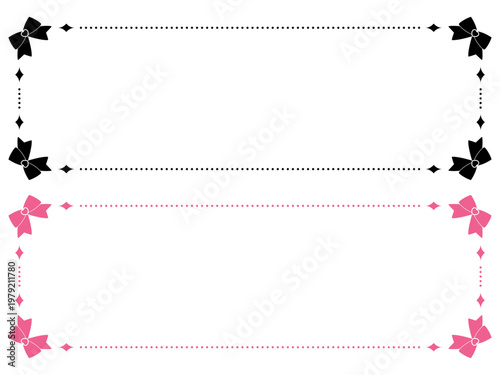 シンプルなリボンのフレーム〜ブラック・ピンク〜