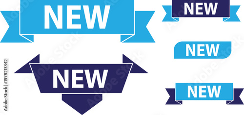 Vector art 'new' badges ribbons modern graphic design elements for sales promotions