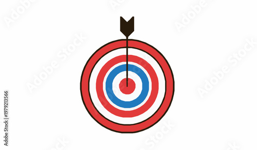 Target board with arrow goal achievement flat vector