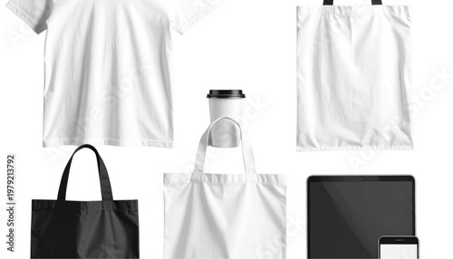 Elegant white handbag and matching clothing items displayed side by side Vector