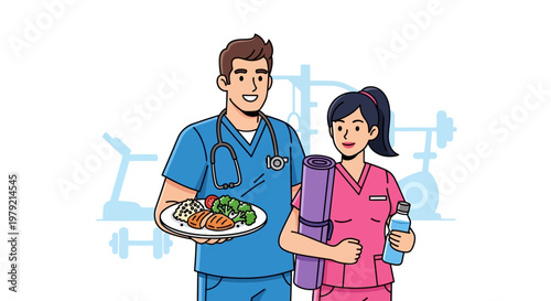 Healthcare workers with food and drink.