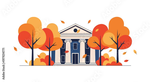 Illustration of a building with columns.