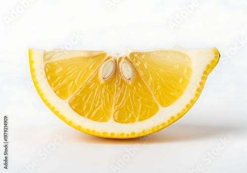 A slice of lemon on a white background
