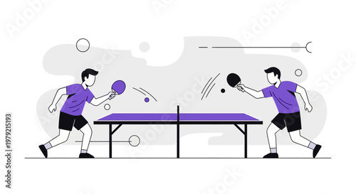Two men playing table tennis sport.