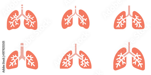 Human lungs vector icon set, respiratory system lungs symbol vector art illustration