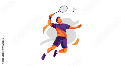 Man Playing Tennis with Racket.