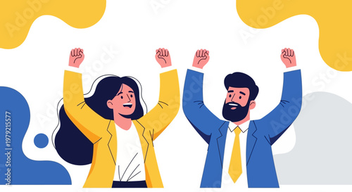 Two business colleagues celebrating success.