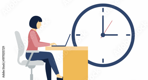 Woman sitting at desk with laptop.